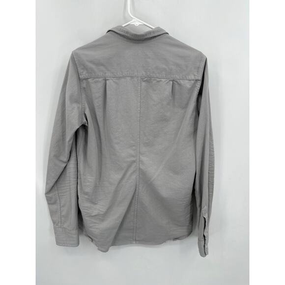 Frank & Eileen Gray Barry Button Front Fitted Shirt distressed hem Size Large - Picture 3 of 5